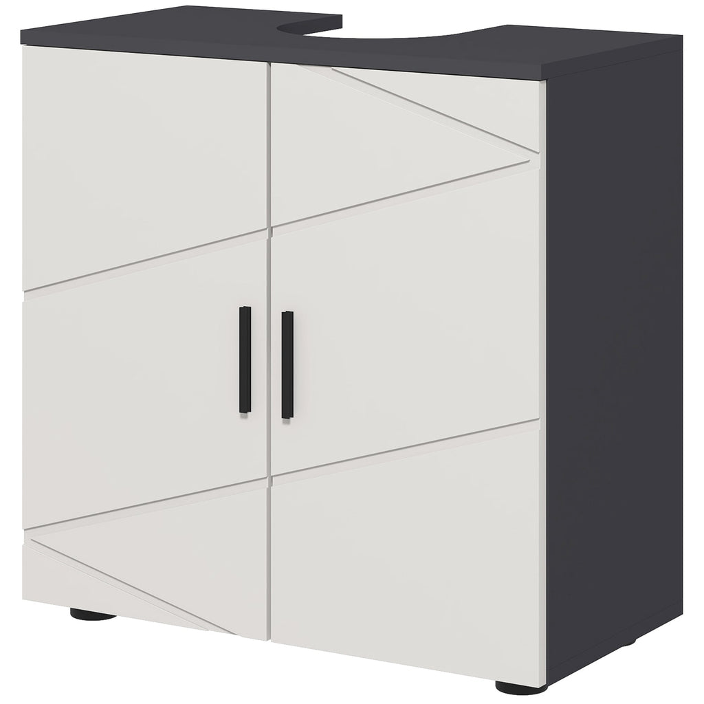Easycomfort Mobile Sottolavabo Bagno per Piedistallo with Armadietto 2 Ante, 60x30x60cm, Grigio
