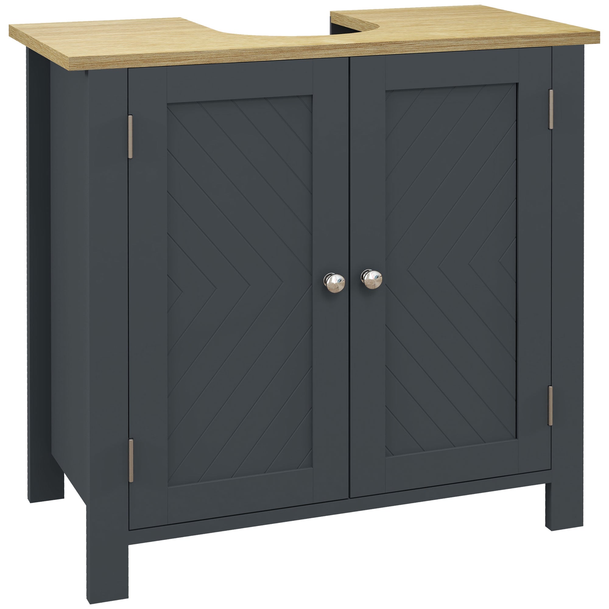 Easycomfort Mobile Sottolavabo in Truciolato e MDF a 2 Ante with Ripiano Interno Regolabile, 60x30x60 cm, Grigio