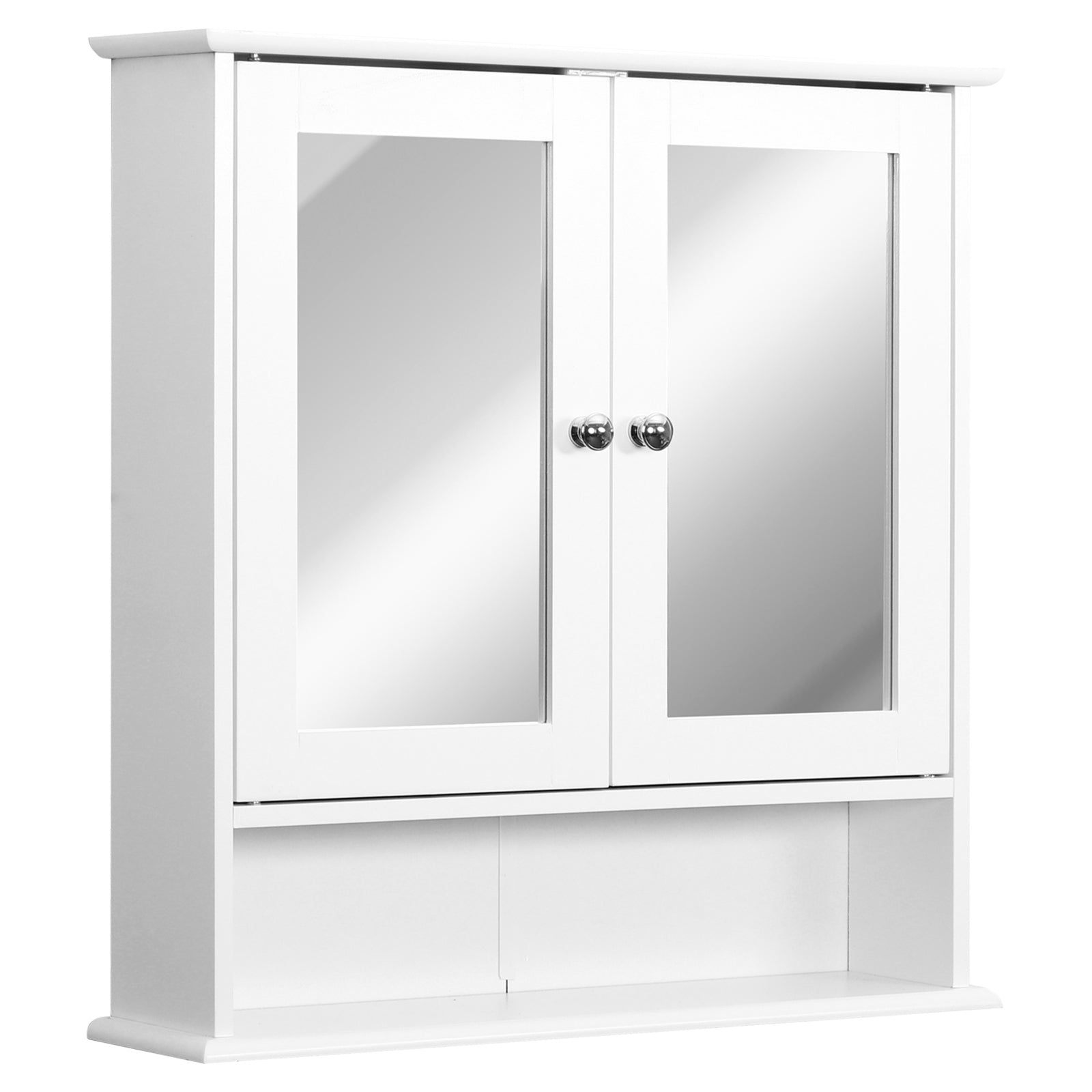 Easycomfort Mobiletto Armadietto a Muro with Specchio da Bagno Cucina in MDF 56 x 13 x 58cm white