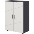 Easycomfort Mobiletto Bagno 2 Ante in Legno with 3 Ripiani e Chiusura Ammortizzata, 60x30x82cm, Grigio