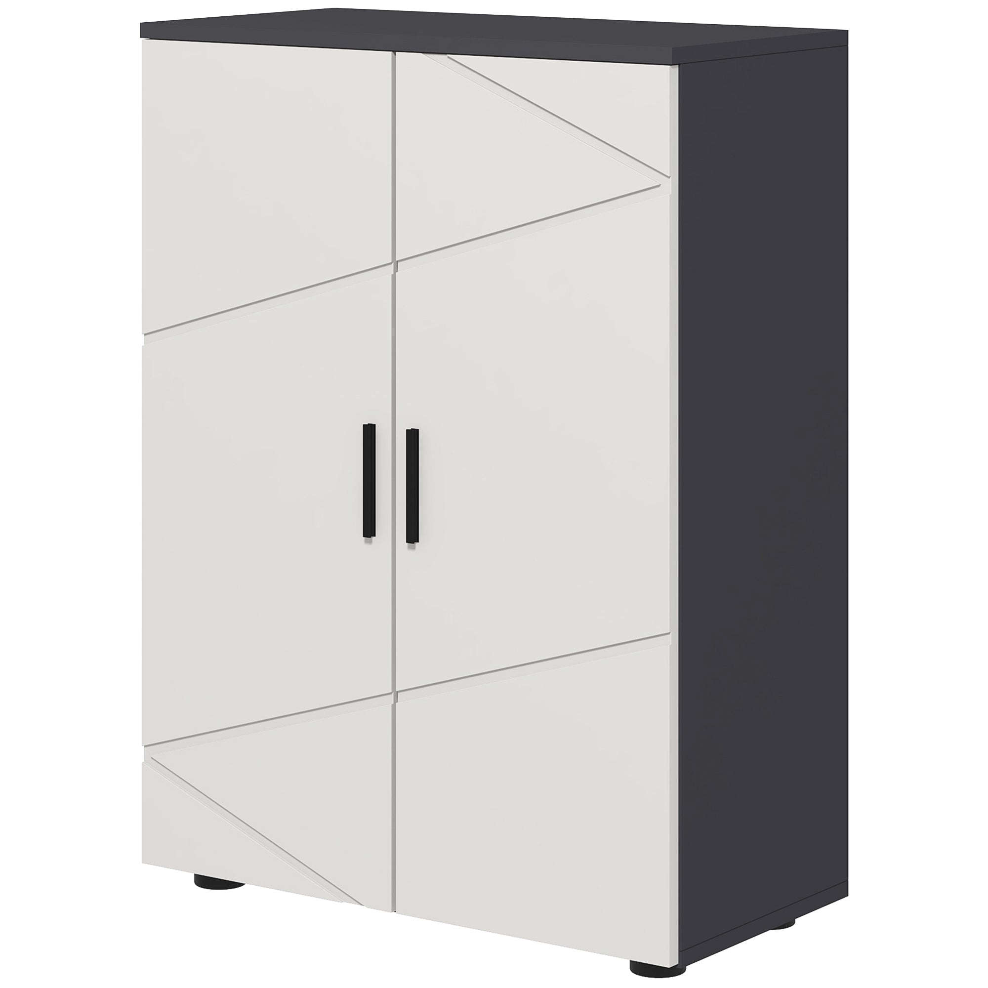 Easycomfort Mobiletto Bagno 2 Ante in Legno with 3 Ripiani e Chiusura Ammortizzata, 60x30x82cm, Grigio