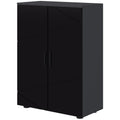 Easycomfort Mobiletto Bagno 2 Ante in Legno with 3 Ripiani e Chiusura Ammortizzata, 60x30x82cm, black