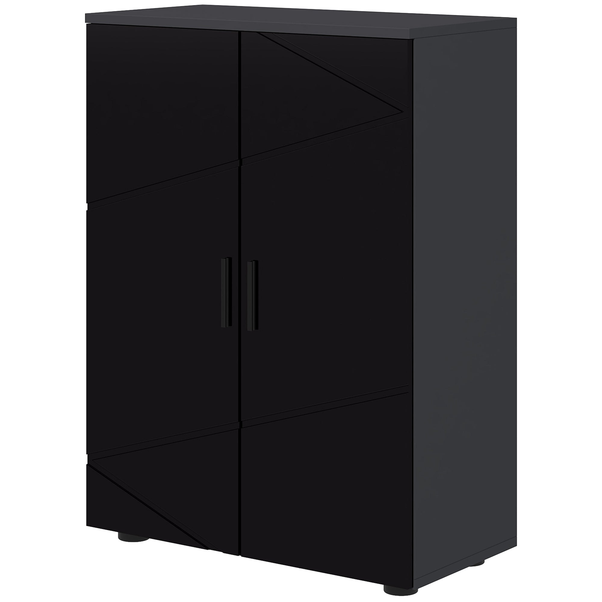 Easycomfort Mobiletto Bagno 2 Ante in Legno with 3 Ripiani e Chiusura Ammortizzata, 60x30x82cm, black