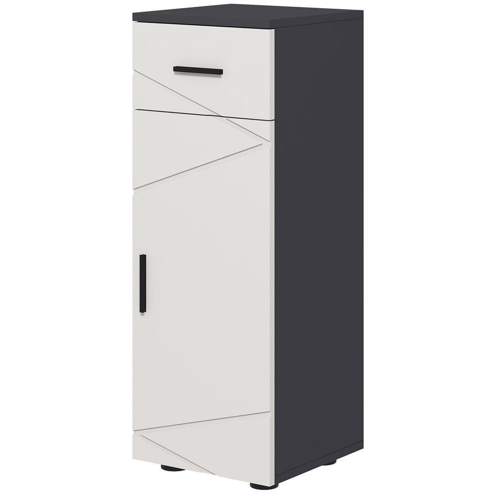 Easycomfort Mobiletto Bagno in Truciolato with Cassetto e Armadietto a 2 Livelli Regolabili, 30x30x82 cm, Grigio