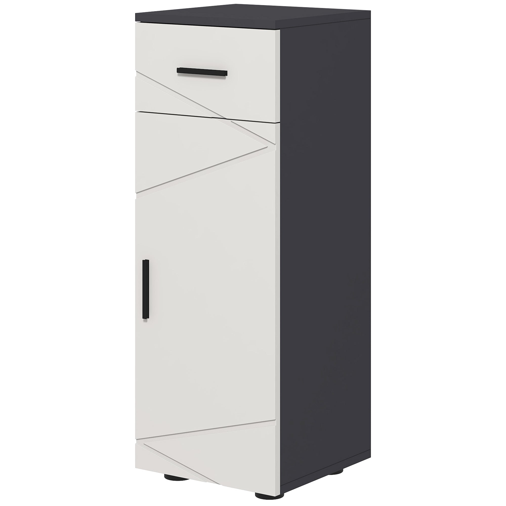 Easycomfort Mobiletto Bagno in Truciolato with Cassetto e Armadietto a 2 Livelli Regolabili, 30x30x82 cm, Grigio
