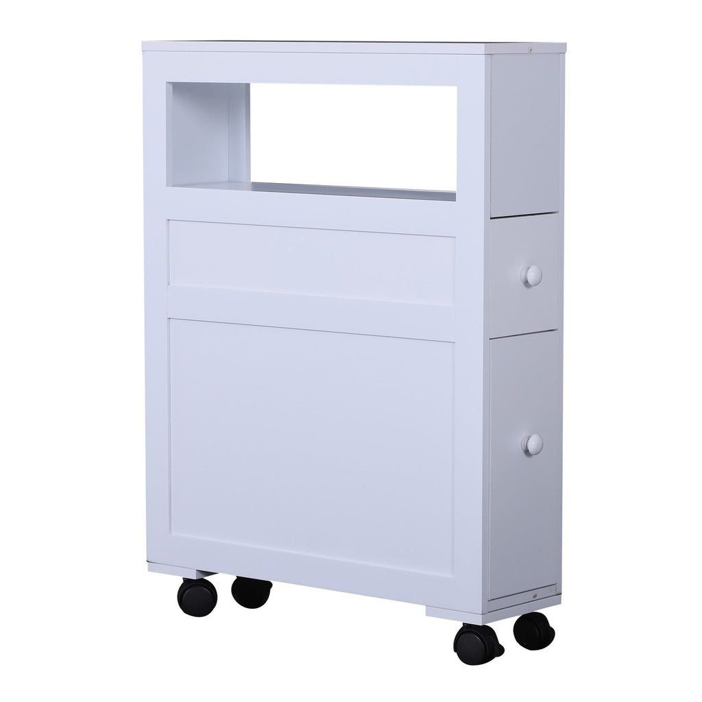 Easycomfort Mobiletto da Bagno 2 Cassetti Salvaspazio with 4 Ruote Legno 16x52x71.5cm white
