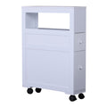 Easycomfort Mobiletto da Bagno 2 Cassetti Salvaspazio with 4 Ruote Legno 16x52x71.5cm white