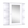 EasyComfort Mobiletto Pensile da Bagno, Armadietto Bagno with Specchio, Anta Centrale e Mensole in Legno white (60 x 17 x 63 cm)