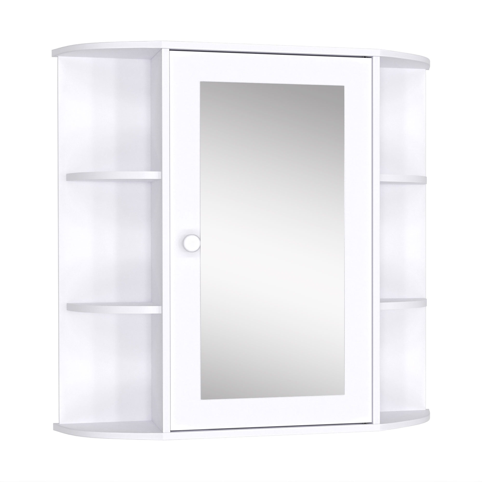EasyComfort Mobiletto Pensile da Bagno, Armadietto Bagno with Specchio, Anta Centrale e Mensole in Legno white (60 x 17 x 63 cm)