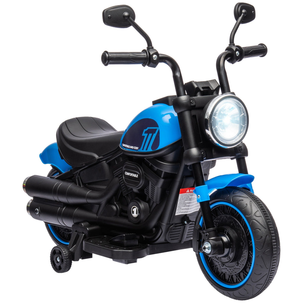 Easycomfort Moto Elettrica per Bambini 18-36 Mesi in PP e Metallo with Rotelle e Fanale, 76x42x57 cm, Blu e black