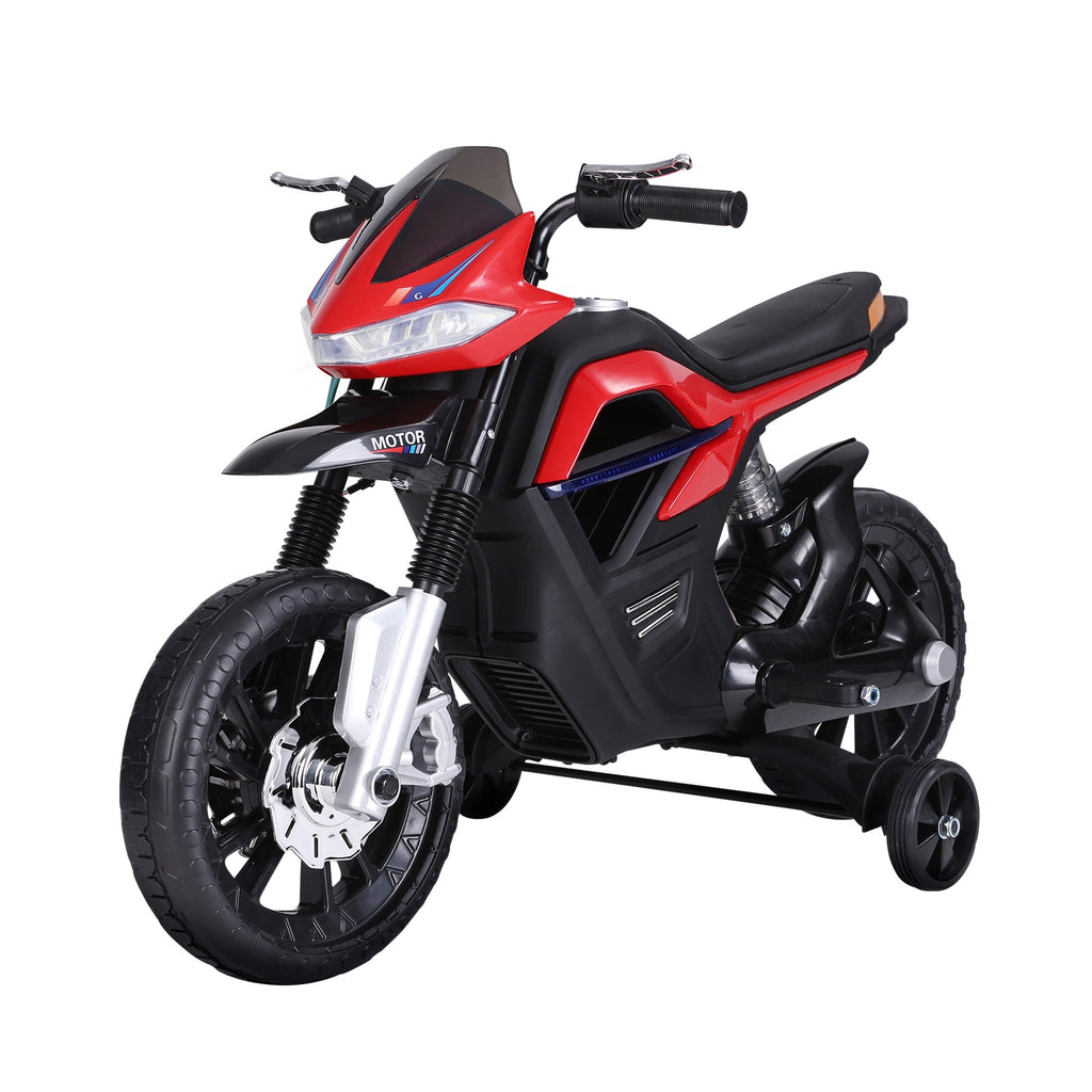 Easycomfort Moto Elettrica per Bambini da 6V with Rotelle, Fari e Musica, in PP e Metallo, 105x52.3x62.3 cm, Rosso