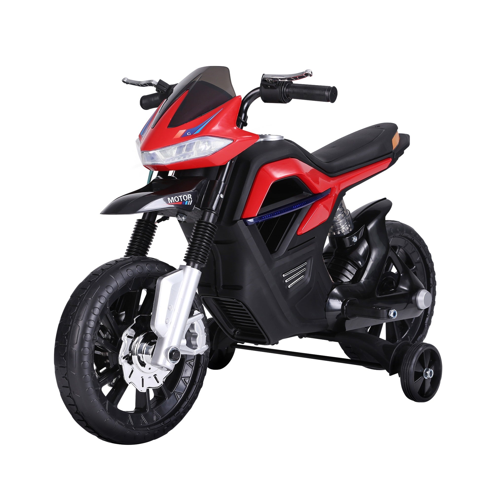 Easycomfort Moto Elettrica per Bambini da 6V with Rotelle, Fari e Musica, in PP e Metallo, 105x52.3x62.3 cm, Rosso