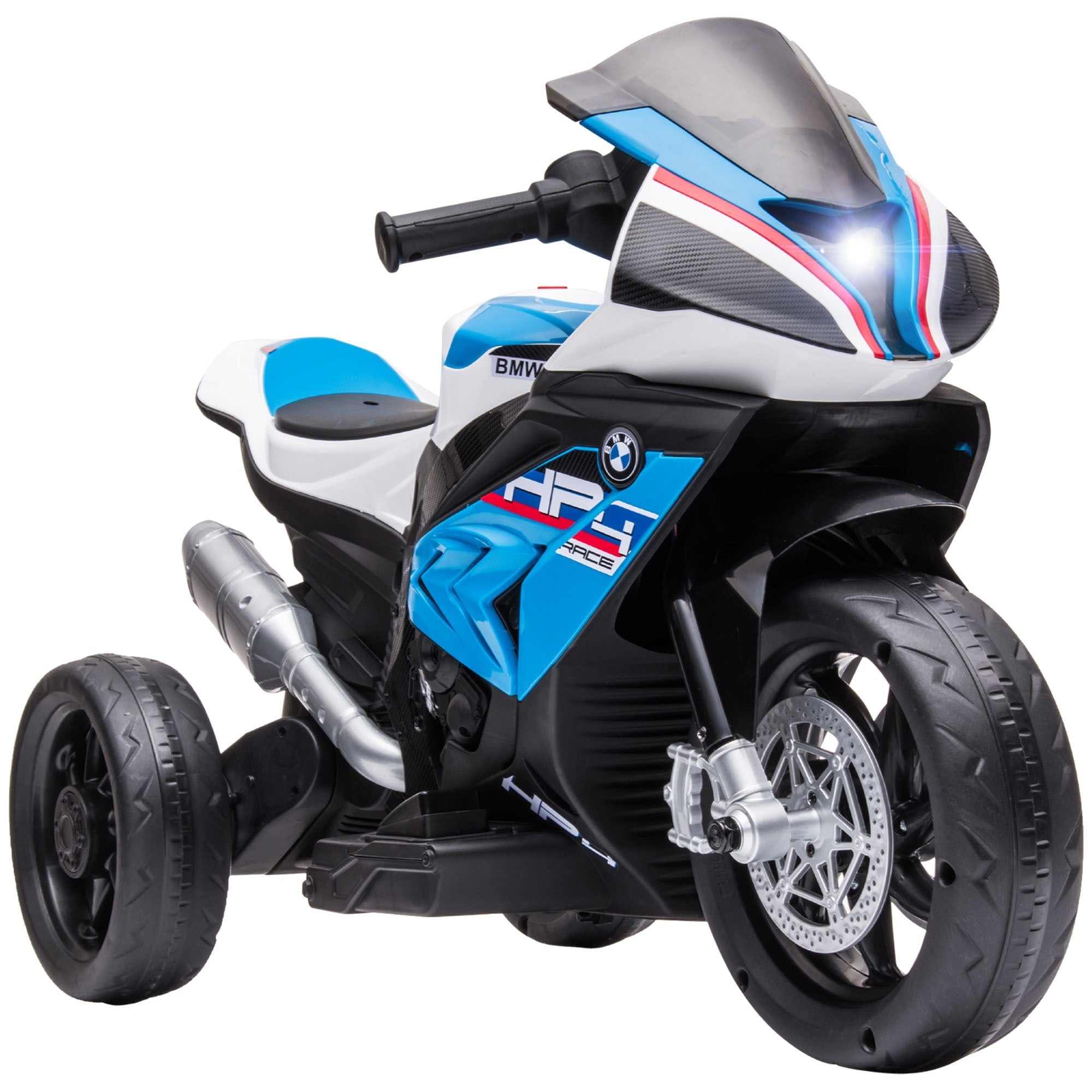 Easycomfort Moto per Bambini 18-60 Mesi Modello BMW HP4 with Fari, Musica e Pedali, in PP e Metallo, 82.5x42x54 cm, Blu