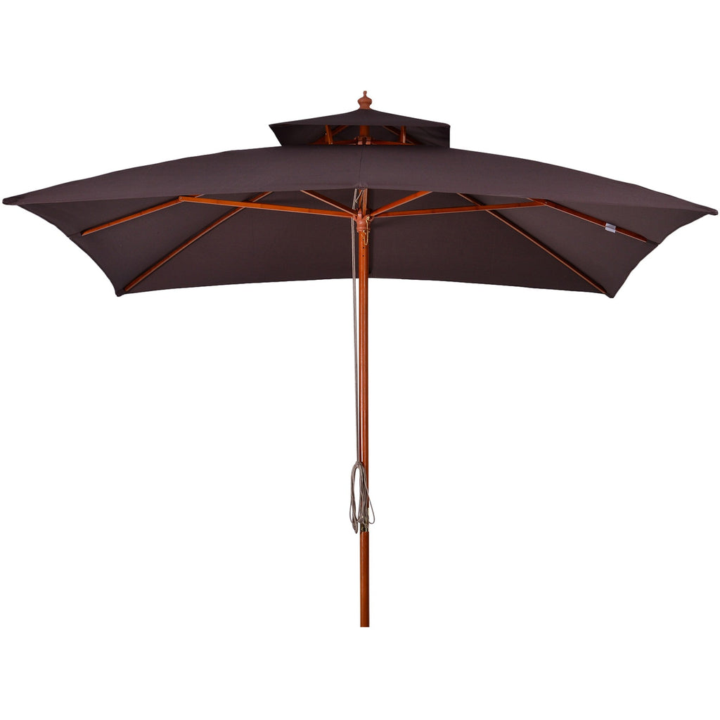 EASYCOMFORT 3x3 m Garden and Terrace Umbrella with 8 Ribs and 2-Level Parasol Cover, Brown