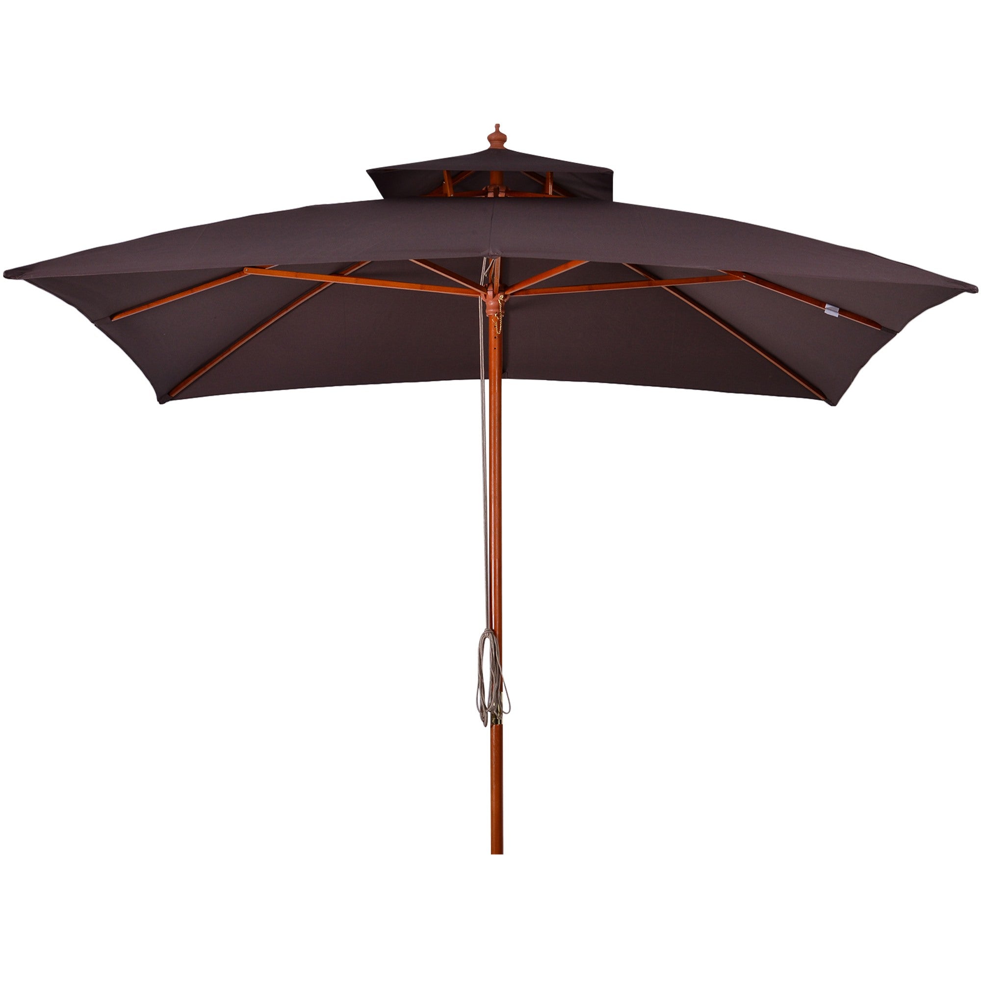 EASYCOMFORT 3x3 m Garden and Terrace Umbrella with 8 Ribs and 2-Level Parasol Cover, Brown