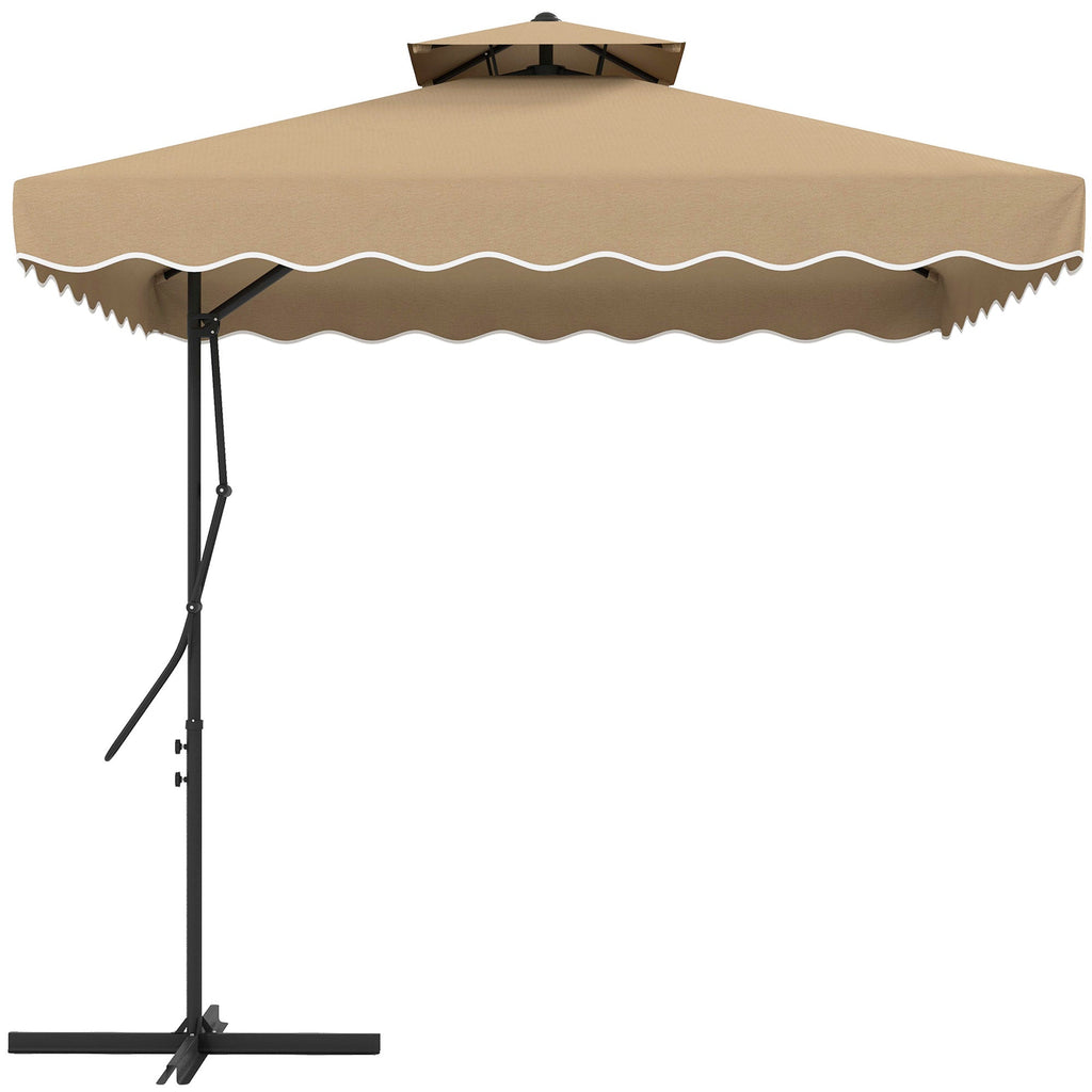 EasyComfort uitkragende parasol 243x243 cm, dubbel dak, kaki