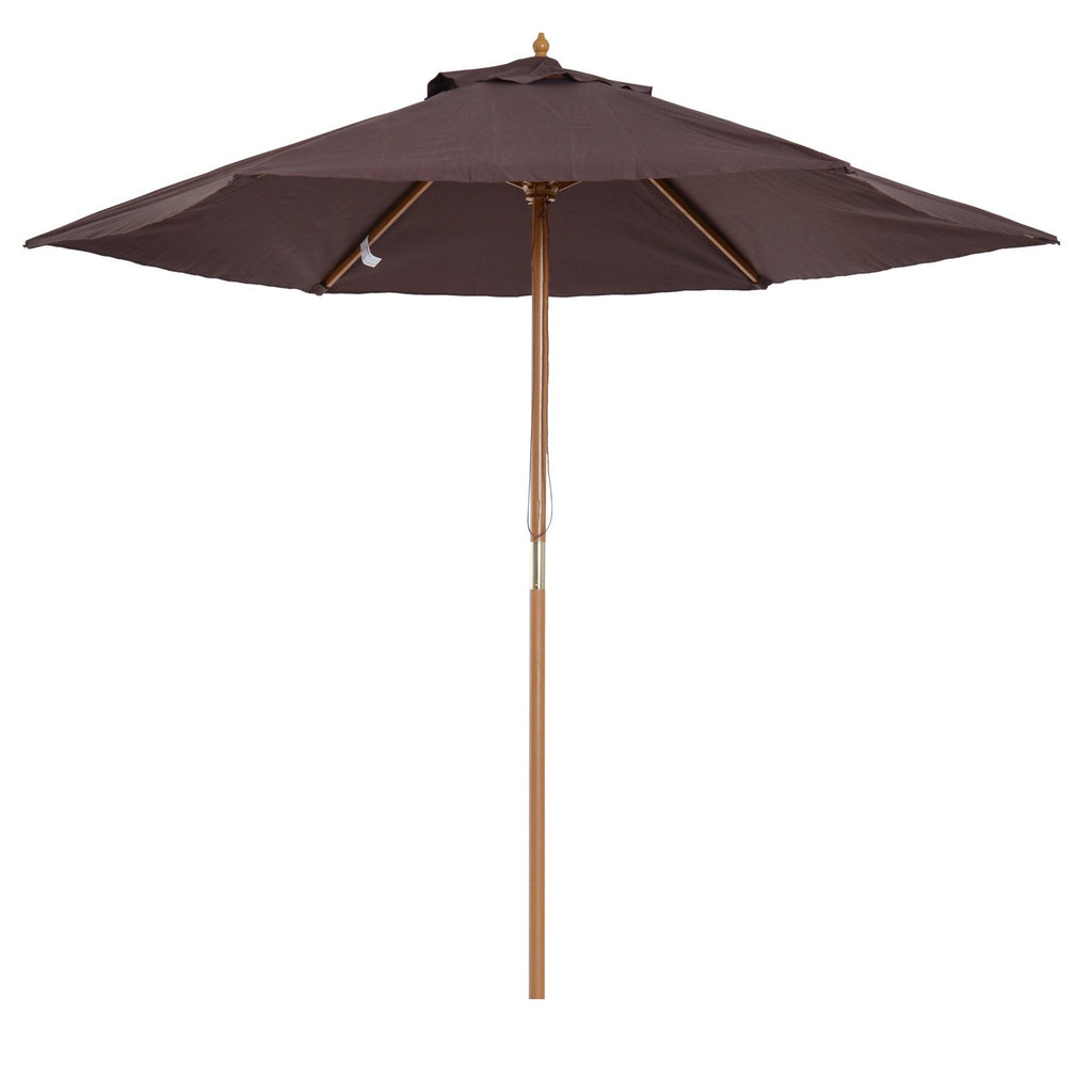 EASYCOMFORT Garden Umbrella 2.5x2.3 m 6 Ribs with Crank, in Wood and Polyester, Brown