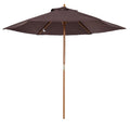 EASYCOMFORT Garden Umbrella 2.5x2.3 m 6 Ribs with Crank, in Wood and Polyester, Brown