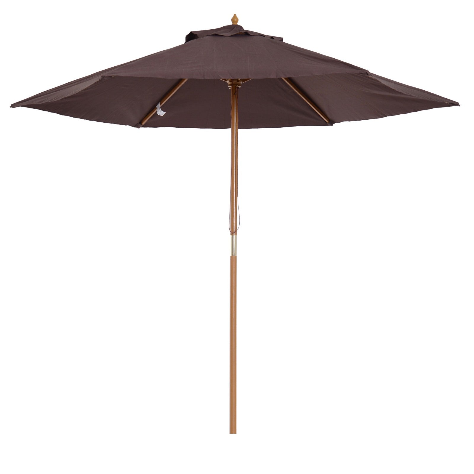 EASYCOMFORT Garden Umbrella 2.5x2.3 m 6 Ribs with Crank, in Wood and Polyester, Brown