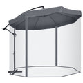 EasyComfort Ombrellone da Giardino 3x3 m with Zanzariera, Apertura a Manovella e Base a Croce, Grigio Scuro