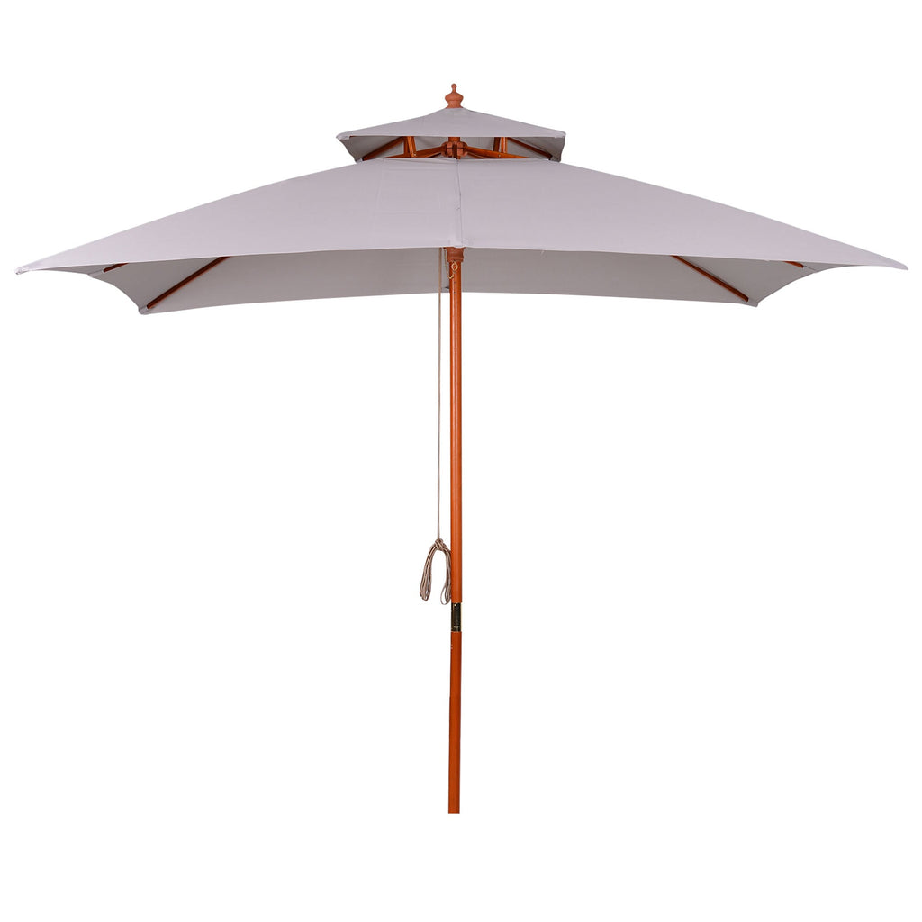 EasyComfort Ombrellone da Giardino 3x3m with 8 Stecche in Bambù e Copertura Parasole a 2 Livelli, Grigio