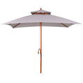 EasyComfort Ombrellone da Giardino 3x3m with 8 Stecche in Bambù e Copertura Parasole a 2 Livelli, Grigio