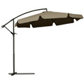 EasyComfort Ombrellone da Giardino a Braccio with Apertura a Manovella in Metallo e Poliestere, Ø2.7x2.7 m, Caffè