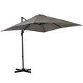 EasyComfort Ombrellone da Giardino a Manovella 2.5x2.5 m with Rotazione 360° e Parasole Regolabile, Grigio Chiaro