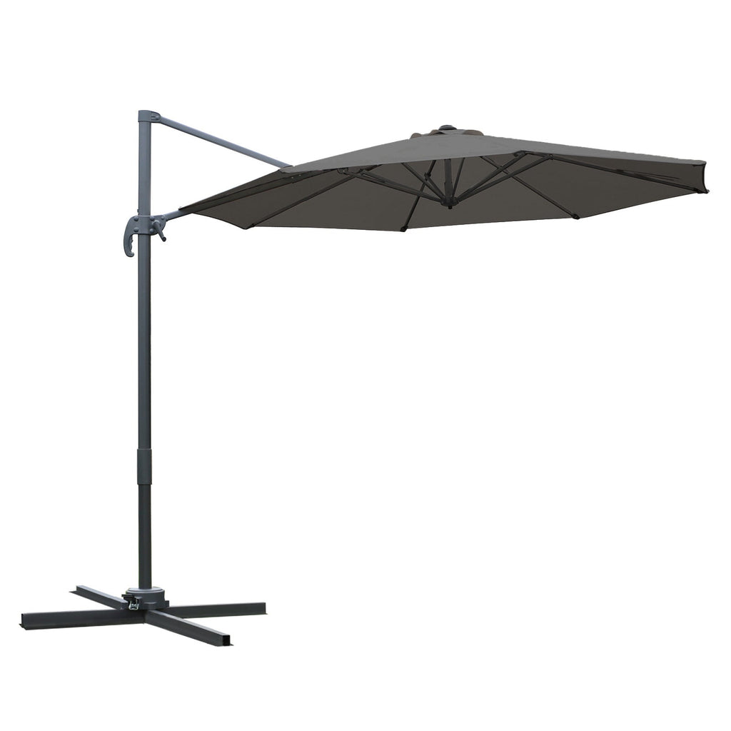 EasyComfort Ombrellone da Giardino a Manovella e a 8 Stecche with Angolazione Regolabile, Ø2.95x2.5 m, Grigio