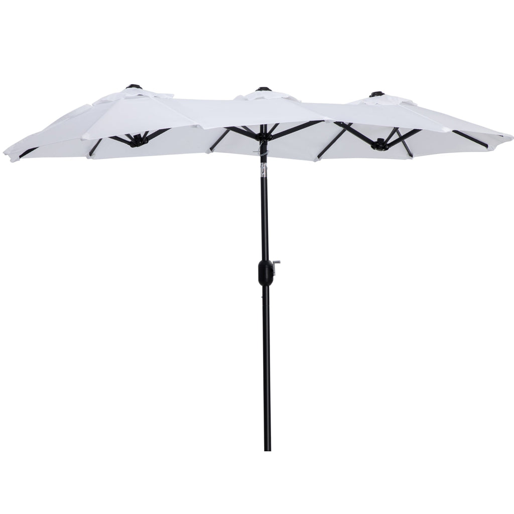 Easycomfort Ombrellone da Giardino Doppio Inclinabile with Apertura a Manovella, 295x152x222cm, white