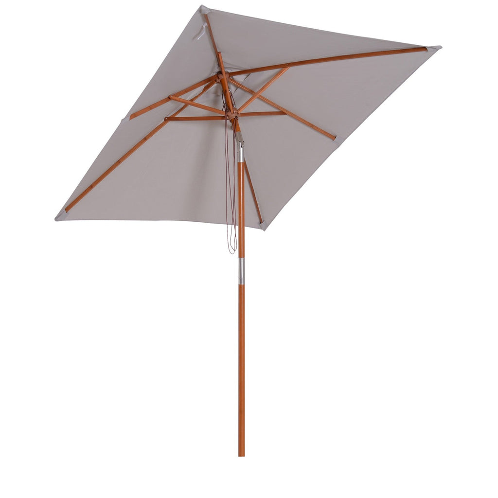 EASYCOMFORT Tilting Garden Umbrella 2x1.5 m 6 Ribs with Fir Wood Pole, Gray