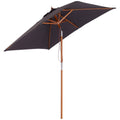 Easycomfort Ombrellone da Giardino Inclinabile 2x1.5 m with 6 Stecche e Palo in Legno di Abete, Grigio Scuro