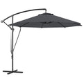 EasyComfort Ombrellone da Giardino Rotondo Inclinabile e Girevole, Manovella e Protezione UPF 50+, Ø3 m, Grigio Scuro
