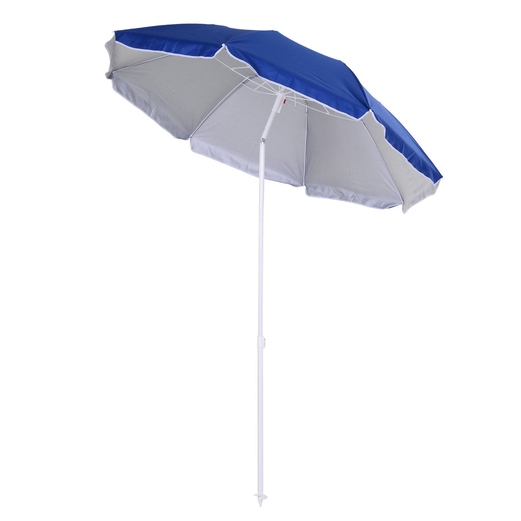 EasyComfort Ombrellone da Spiaggia Inclinabile with Fodera Riflettente, in Acciaio e Poliestere, Ø1.7x2.05 m, Blu
