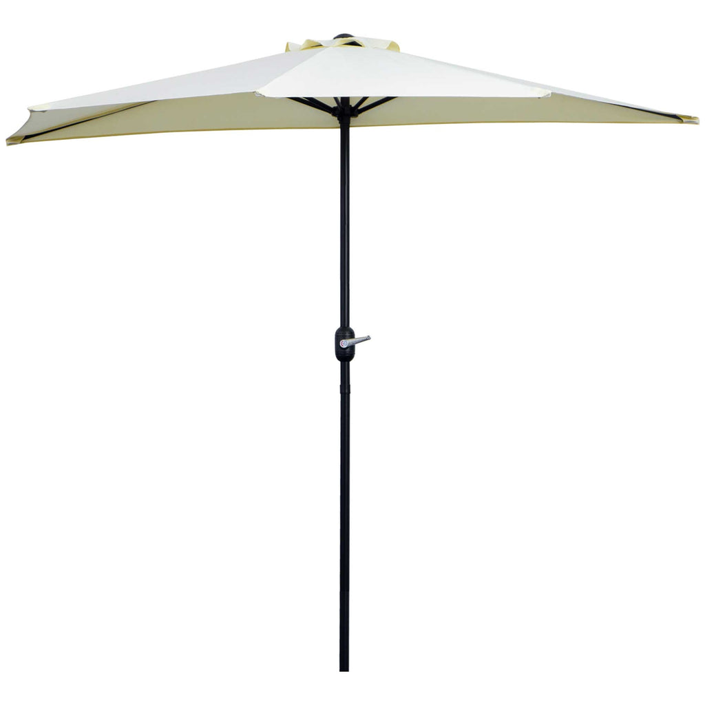 EasyComfort Ombrellone da Terrazza a Mezzaluna with Apertura a Manovella e Palo a 2 Sezioni, 2.6x1.35 m, Beige