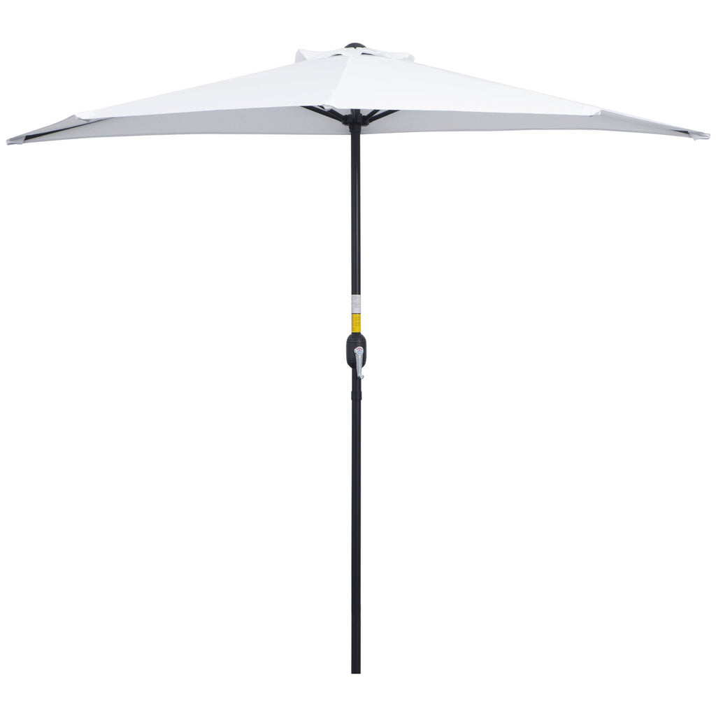 EasyComfort Ombrellone da Terrazza a Mezzaluna with Apertura a Manovella e Palo a 2 Sezioni, 2.6x1.35 m, white