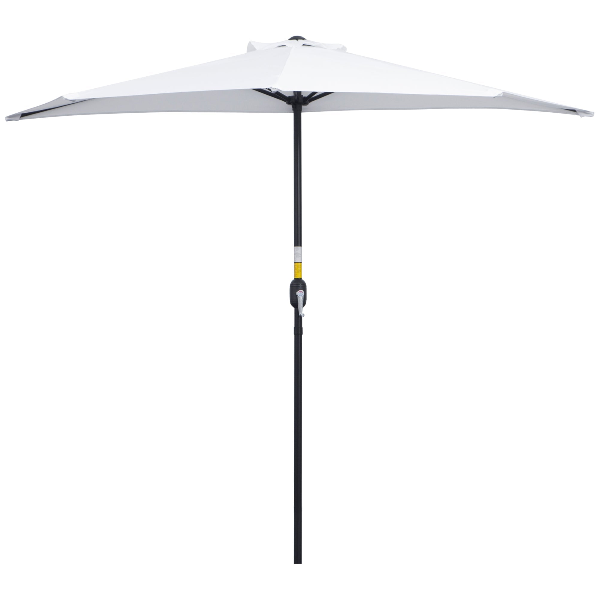 EasyComfort Ombrellone da Terrazza a Mezzaluna with Apertura a Manovella e Palo a 2 Sezioni, 2.6x1.35 m, white