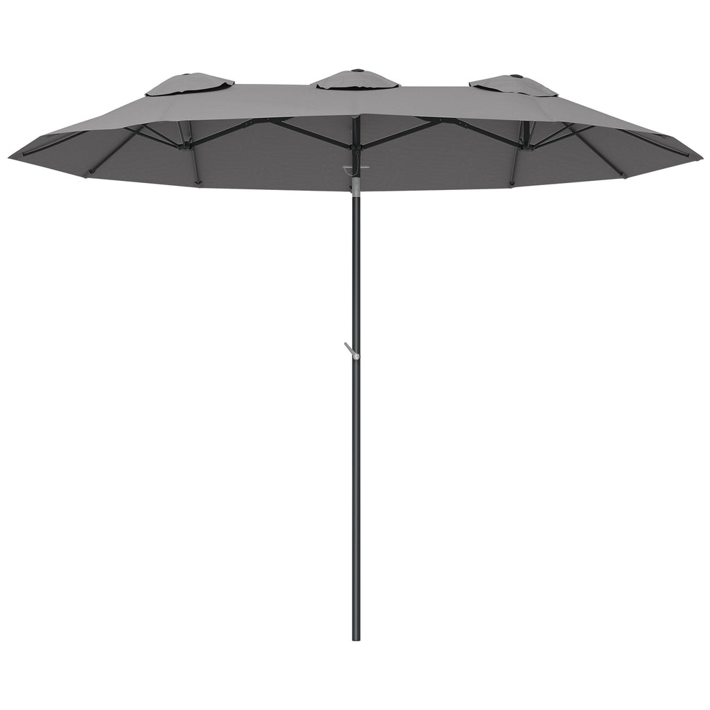 EasyComfort Ombrellone Doppio Inclinabile a 45° with Manovella e Prese d'Aria, in Acciaio e Poliestere, 285x147x227 cm, Grigio