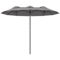 EasyComfort Ombrellone Doppio Inclinabile a 45° with Manovella e Prese d'Aria, in Acciaio e Poliestere, 285x147x227 cm, Grigio