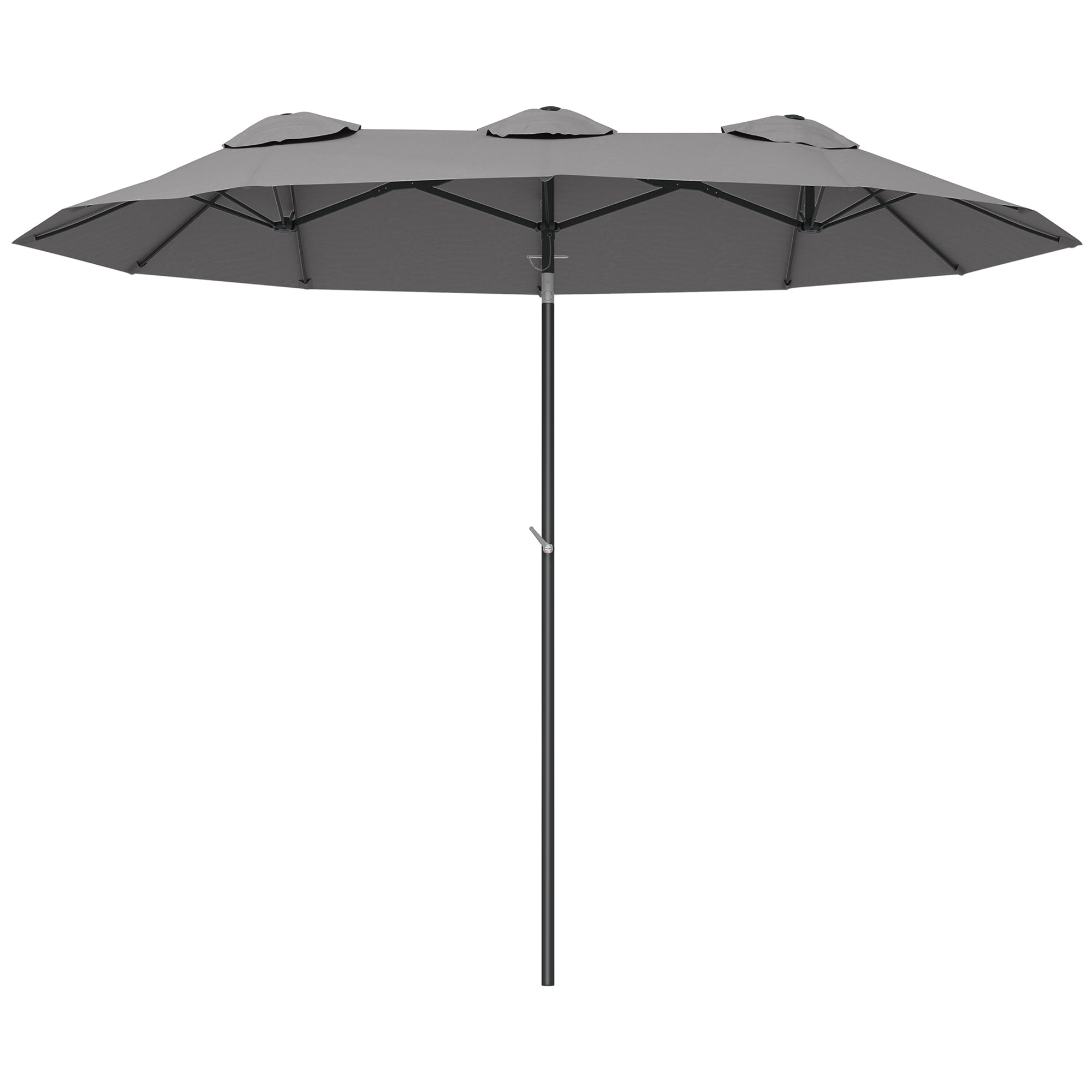 EasyComfort Ombrellone Doppio Inclinabile a 45° with Manovella e Prese d'Aria, in Acciaio e Poliestere, 285x147x227 cm, Grigio