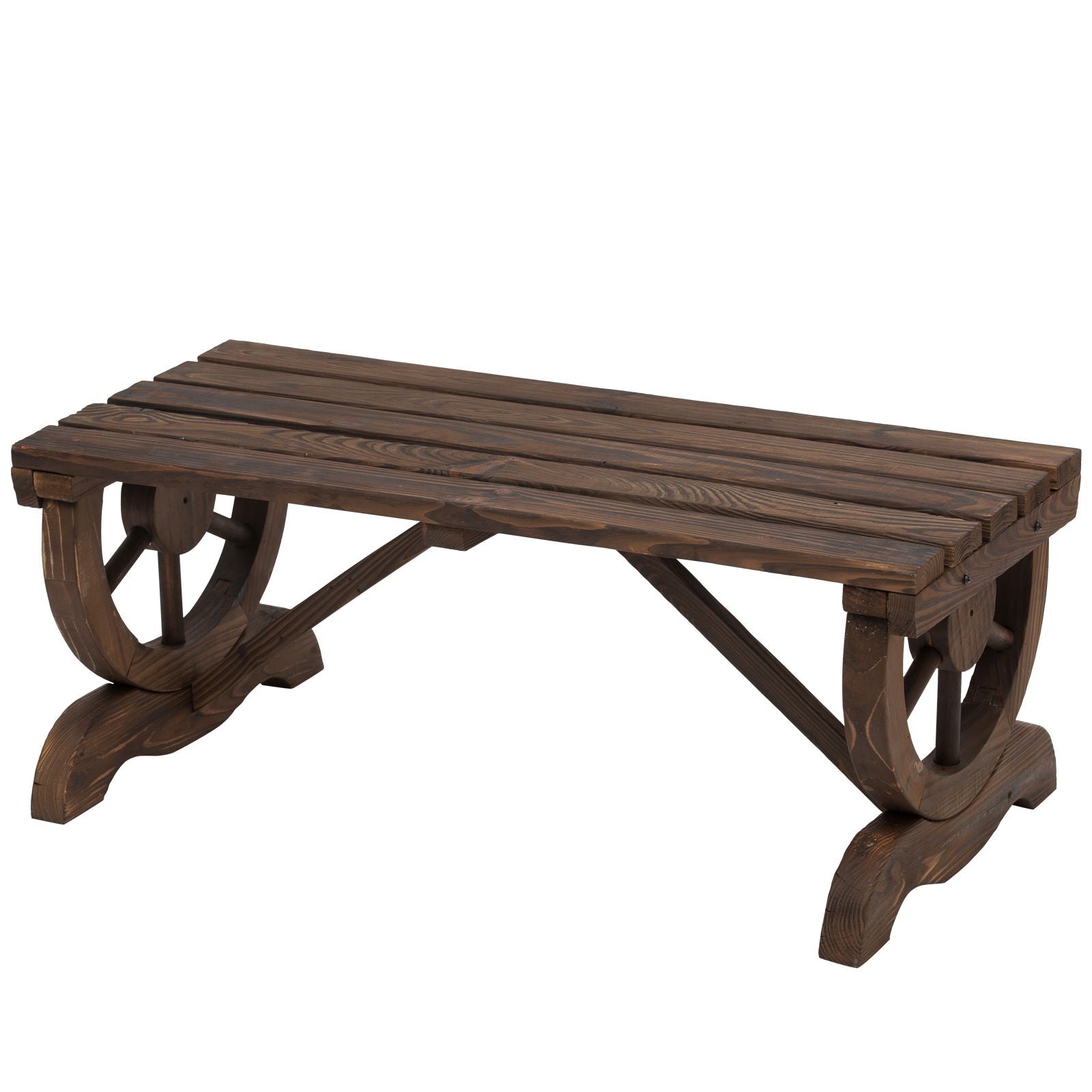 EASYCOMFORT Outdoor Bench for 2 people in Burnt Effect Fir Wood 105x50x53cm