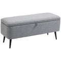 EasyComfort Panca Contenitore in Tessuto Effetto Velluto, per Camera, Soggiorno e Ingresso, 101x38.5x44.5 cm, Grigio