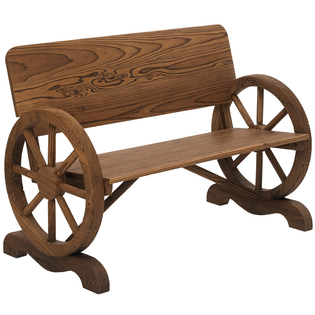 EasyComfort Panca da Giardino 2 Posti with Schienale Alto, in Legno di Abete, 114x58x80 cm, Marrone