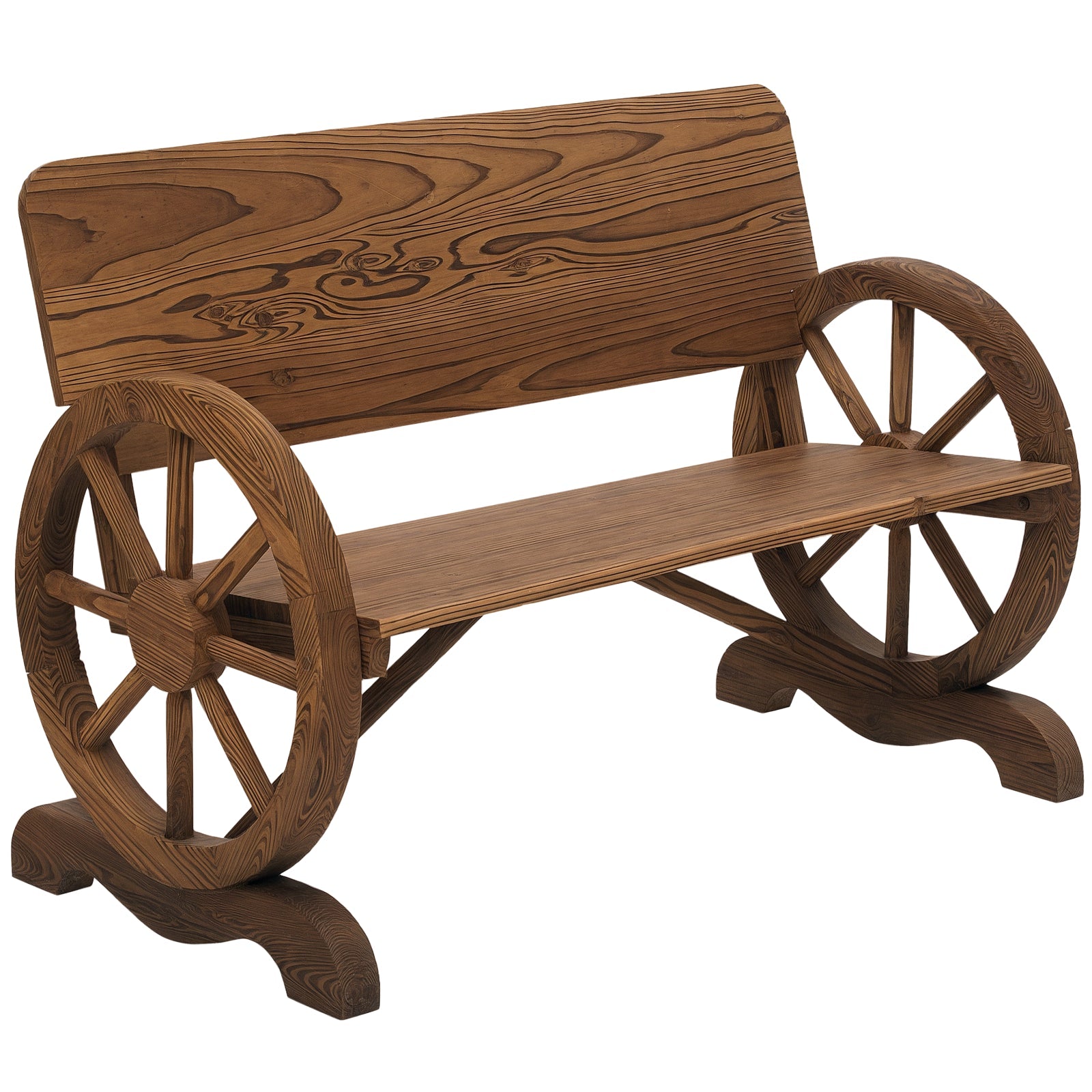 EasyComfort Panca da Giardino 2 Posti with Schienale Alto, in Legno di Abete, 114x58x80 cm, Marrone