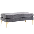 EasyComfort Panca Fondo Letto a 2 Strati in Tessuto Effetto Velluto e Acciaio, 121x50.5x46.5 cm, Grigio Scuro e Oro