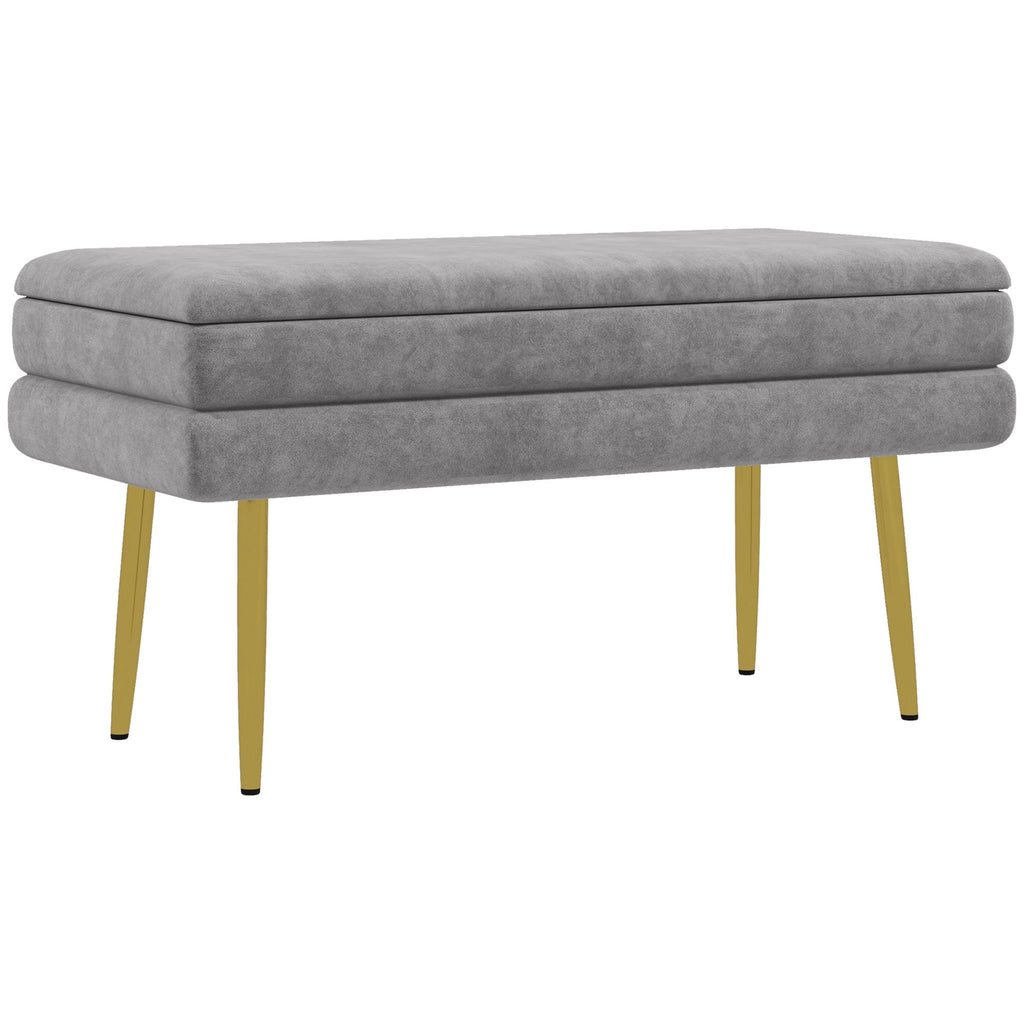 EasyComfort Panca Fondo Letto with Spazio Portaoggetti, in Acciaio e Poliestere, 79.5x37.5x43 cm, Grigia