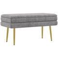 EasyComfort Panca Fondo Letto with Spazio Portaoggetti, in Acciaio e Poliestere, 79.5x37.5x43 cm, Grigia