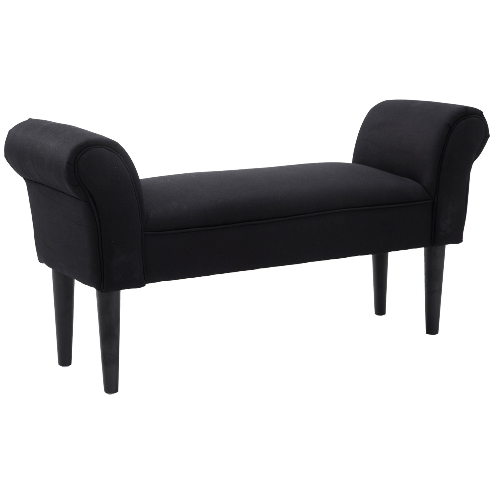 EasyComfort Panca Fondo Letto Imbottita with Braccioli Arrotolati, 102x35x51cm, black