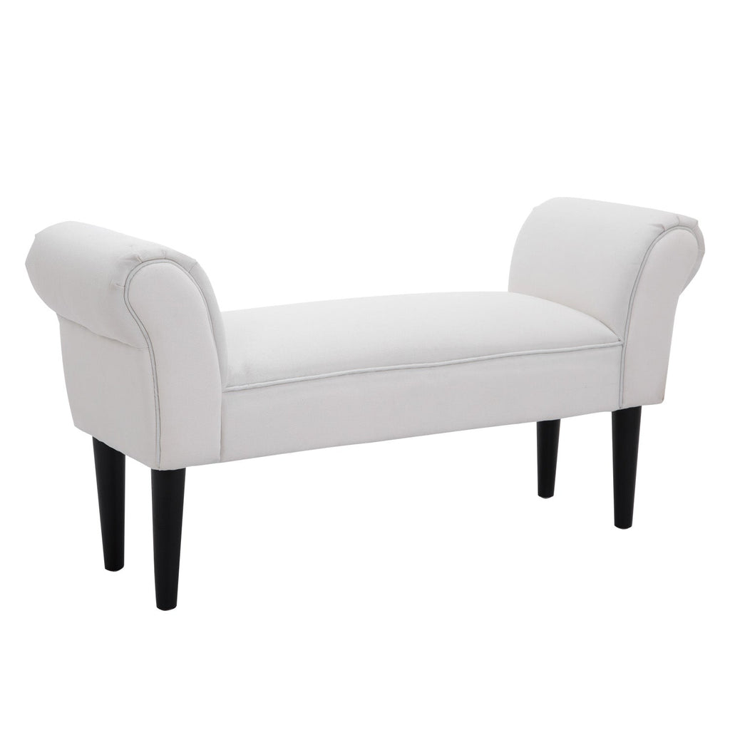 EasyComfort Panca Fondo Letto Imbottita with Braccioli Arrotolati e 4 Piedini, 102x35x51 cm, Grigia