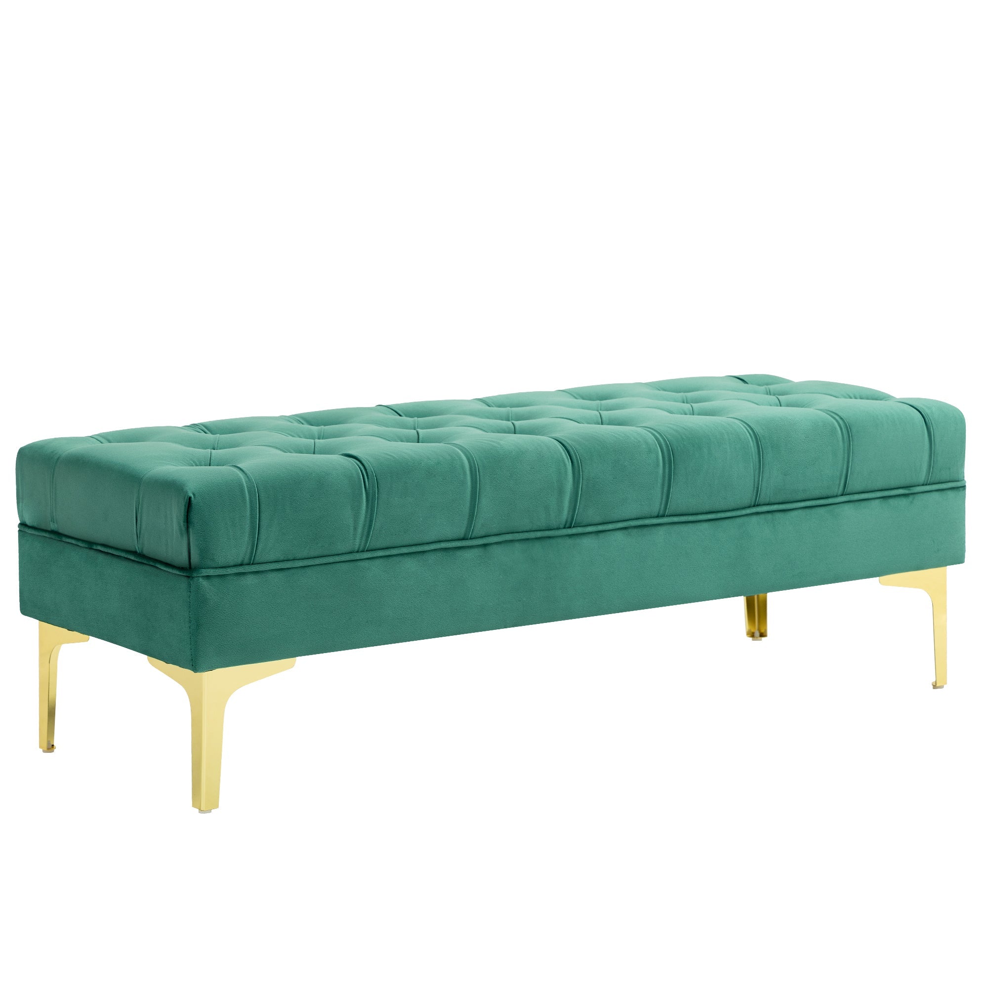 EasyComfort Panca Fondo Letto Imbottita with Rivestimento Trapuntato in Tessuto Effetto Velluto, 118x45x42 cm, Verde Scuro